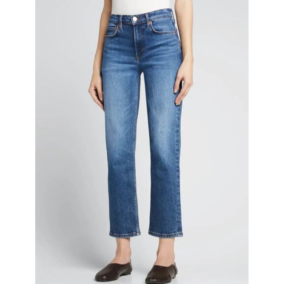 RE/DONE 70's Mid Rise Stove Pipe Straight Leg Jeans in Royal Fade, Size 28 - Picture 1 of 8